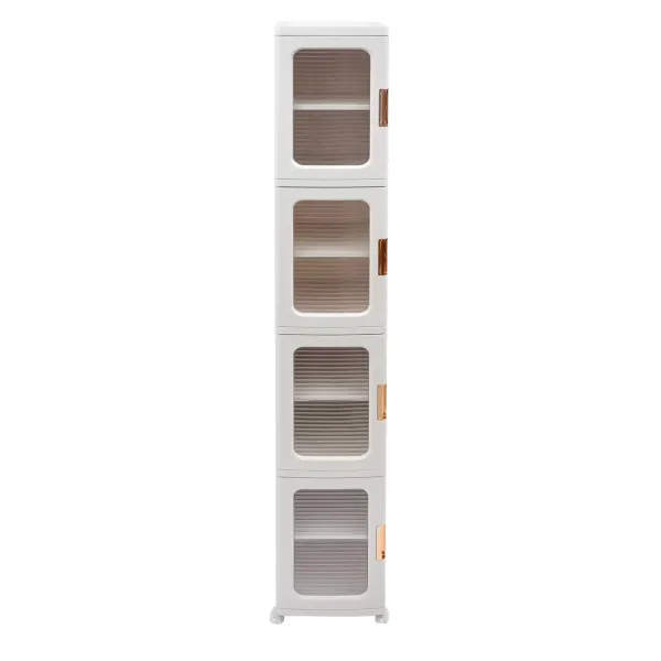 Boîte de rangement à 4 niveaux avec couvercle, boîtes de rangement pliables avec roulettes, 24,5 x 28,5 x 166 cm, 1 couvercle, blanc Boîte de rangement à 4 niveaux avec couvercle, boîtes de rangement pliables avec roulettes, 24,5 x 28,5 x 166 cm, 1 couvercle, blanc